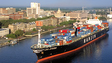 Container Ship in the Port of Savannah